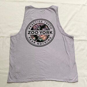 VTG Y2K Zoo York Summer Beach Palm Tree Tank Top Sleeveless Large Back Graphic